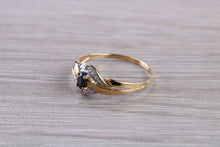 Load image into Gallery viewer, Dainty Blue Sapphire and Diamond Ring