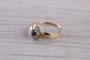 Dainty Blue Sapphire and Diamond Ring