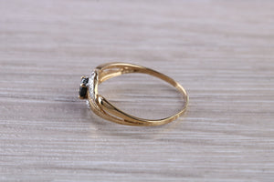 Dainty Blue Sapphire and Diamond Ring
