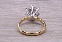 Load image into Gallery viewer, Three carat Forever C &amp; V Moissanite Diamond set in this Beautiful 18ct Yellow Gold and Platinum Solitaire
