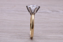 Load image into Gallery viewer, Three carat Forever C &amp; V Moissanite Diamond set in this Beautiful 18ct Yellow Gold and Platinum Solitaire
