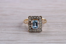 Load image into Gallery viewer, Blue Topaz and Diamond set Yellow Gold Ring