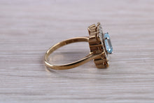 Load image into Gallery viewer, Blue Topaz and Diamond set Yellow Gold Ring