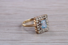 Load image into Gallery viewer, Blue Topaz and Diamond set Yellow Gold Ring