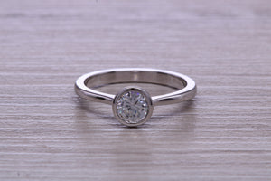Dainty Rub over set Moissanite Diamond Platinum Solitaire