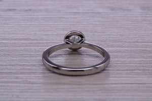 Dainty Rub over set Moissanite Diamond Platinum Solitaire