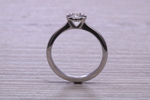 Dainty Rub over set Moissanite Diamond Platinum Solitaire