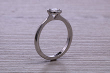 Load image into Gallery viewer, Dainty Rub over set Moissanite Diamond Platinum Solitaire