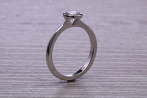 Dainty Rub over set Moissanite Diamond Platinum Solitaire