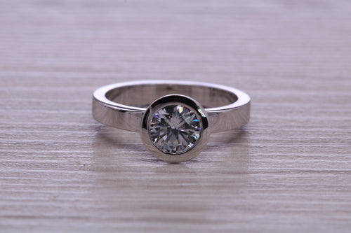 Chunky Rub over set One carat Moissanite Diamond Ring