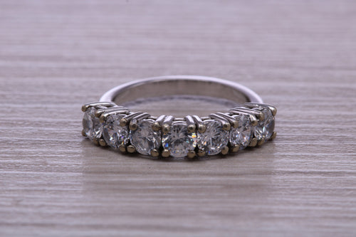 Traditional Diamond Eterniry ring, 7 top grade Moissanite Diamonds, 1.75 carat weight, choice of Platinum or 18ct Yellow Gold