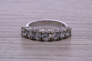 Traditional Diamond Eterniry ring, 7 top grade Moissanite Diamonds, 1.75 carat weight, choice of Platinum or 18ct Yellow Gold