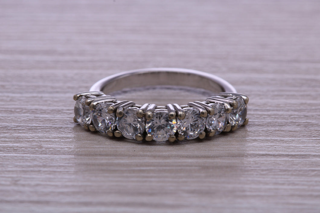 Traditional Diamond Eterniry ring, 7 top grade Moissanite Diamonds, 1.75 carat weight, choice of Platinum or 18ct Yellow Gold