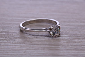 One carat Moissanite Diamond set Dainty Solitaire