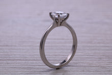 Load image into Gallery viewer, One carat Diamond Solitaire. Princess cut Moissanite Diamond set in your choice of Platinum or 18ct Yellow Gold