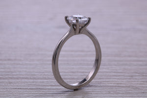 One carat Diamond Solitaire. Princess cut Moissanite Diamond set in your choice of Platinum or 18ct Yellow Gold