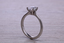 Load image into Gallery viewer, One carat Diamond Solitaire. Princess cut Moissanite Diamond set in your choice of Platinum or 18ct Yellow Gold