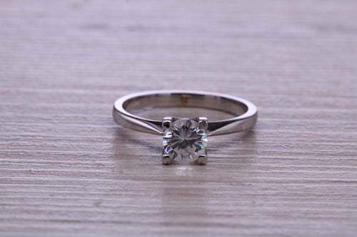 One carat Moissanite Diamond set Platinum Solitaire