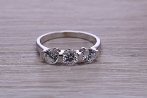 1.50ct 3 Stone Moissanite Diamond set Platinum Ring
