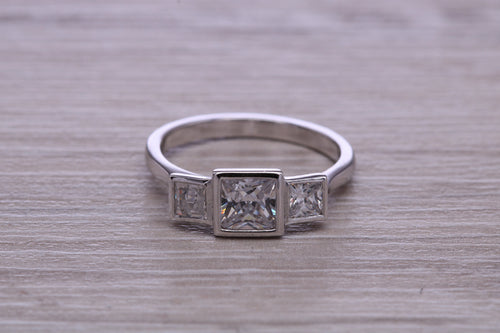 1.50ct Moissanite Diamond Trilogy set Platinum Ring