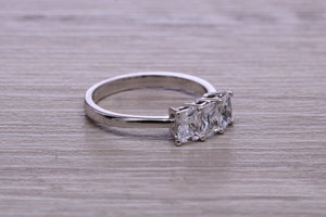 1.25ct Emerald cut Moissanite Diamond set Platinum Ring