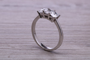 1.25ct Emerald cut Moissanite Diamond set Platinum Ring