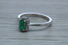 Load image into Gallery viewer, Emerald and Diamond Halo Ring