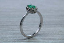 Load image into Gallery viewer, Emerald and Diamond Halo Ring