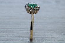 Load image into Gallery viewer, Emerald and Diamond Halo set Ring