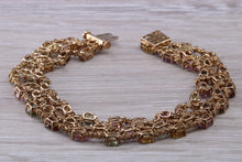 Load image into Gallery viewer, Rainbow Colour Gemstones and Diamond set Yellow Gold Bracelet