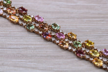 Load image into Gallery viewer, Rainbow Colour Gemstones and Diamond set Yellow Gold Bracelet