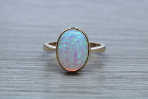 Very Fiery and Sparkly Opal set Yellow Gold Ring