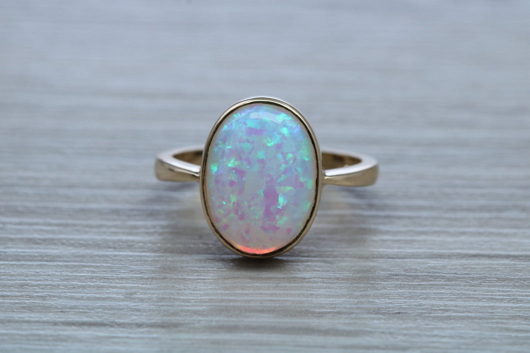 Very Fiery and Sparkly Opal set Yellow Gold Ring