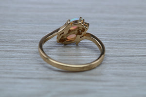 Fiery Opal and Diamonds set Yellow Gold Ring