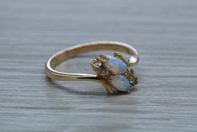 Load image into Gallery viewer, Fiery Opal and Diamonds set Yellow Gold Ring