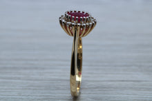 Load image into Gallery viewer, Oval cut Ruby and Diamond Cluster Ring