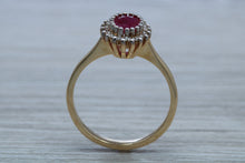 Load image into Gallery viewer, Oval cut Ruby and Diamond Cluster Ring