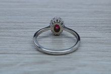 Load image into Gallery viewer, Petite Ruby and Diamond set White Gold Cluster Ring