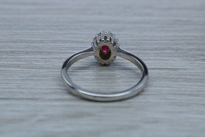 Petite Ruby and Diamond set White Gold Cluster Ring