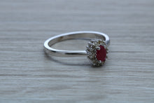 Load image into Gallery viewer, Petite Ruby and Diamond set White Gold Cluster Ring