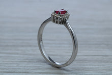 Load image into Gallery viewer, Petite Ruby and Diamond set White Gold Cluster Ring