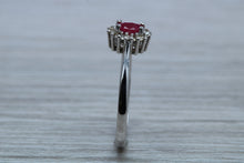 Load image into Gallery viewer, Petite Ruby and Diamond set White Gold Cluster Ring