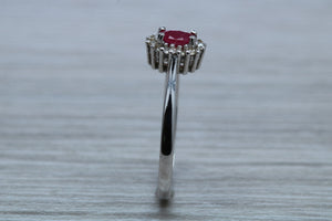 Petite Ruby and Diamond set White Gold Cluster Ring