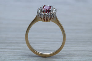 Stunning 1.25 carat Ruby and Diamond Cluster Ring,