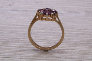 Amethyst and Diamond set Yellow Gold Cluster Ring