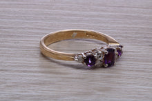 Load image into Gallery viewer, Amethyst and Diamond set Yellow Gold Ring