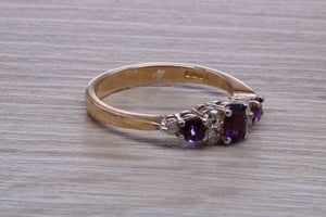 Amethyst and Diamond set Yellow Gold Ring