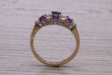Load image into Gallery viewer, Amethyst and Diamond set Yellow Gold Ring