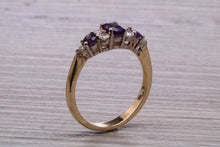 Load image into Gallery viewer, Amethyst and Diamond set Yellow Gold Ring