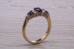 Amethyst and Diamond set Yellow Gold Ring